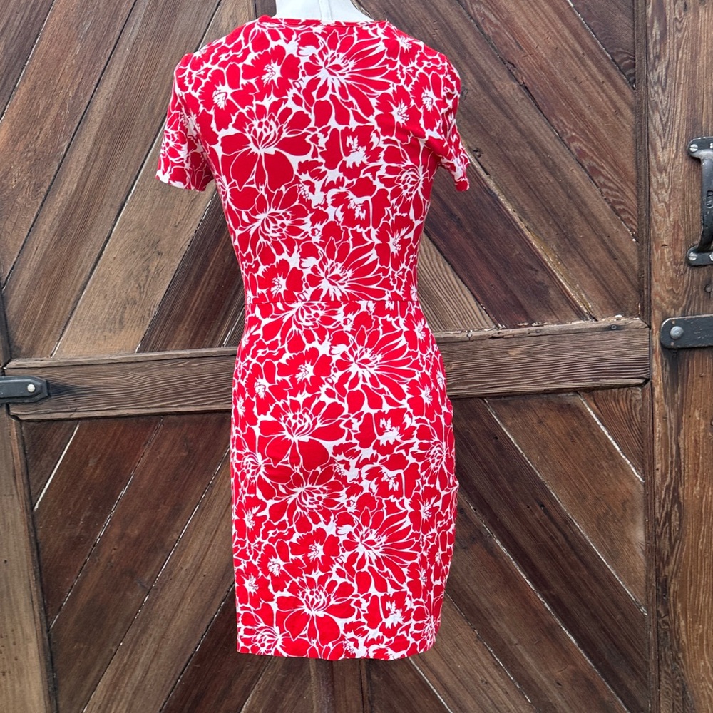 Diane Von Furstenberg Zoe in Dahlia small Poppy  Floral Mini Red Dress 0 - Picture 4 of 13